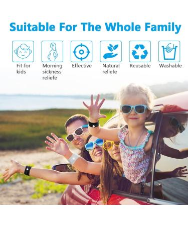 ACWOO Motion Sickness Wristbands 2 Pairs - Natural Anti-Nausea Relief for Kids & Adults - Car, Sea, Flying Travel - Black+White - Buy Online on GoSupps.com