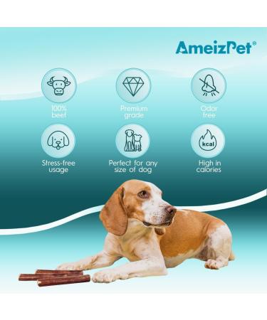 AMEIZPET Bully Pizzle Sticks for Dogs - 8 Natural Chews for Training & Dental Health 12cm (4.7 ) - Perfect for Puppies & All Breeds - Buy Online on GoSupps.com