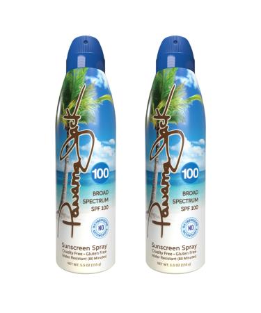 Panama Jack Continuous Spray Sunscreen - SPF 100 Broad Spectrum UVA/UVB Protection Reef-Friendly PABA Paraben Gluten & Cruelty Free Water Resistant (80 Minutes) 5.5 OZ (Pack of 2) 5.5 Fl Oz (Pack of 2)