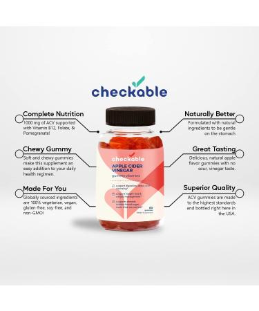 Apple Cider Vinegar Gummies - Weight Management, Digestion, Gut Health Support - Vegan, Gluten-Free, Non-GMO - 60 Gummies - Buy Online on GoSupps.com