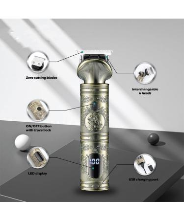 Professional 6-in-1 Hair Clippers for Men | Rechargeable Grooming Kit Nose Trimmer & Shaver - Vintage Metal Design - Buy Online on GoSupps.com