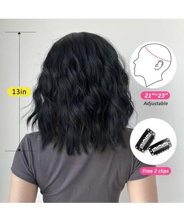 OUFEI Black Curly Wig with Bangs - 13 Inches | Heat Resistant Synthetic Hair for Women - Perfect for Daily Wear, Parties, and Cosplay - Buy Online on GoSupps.com