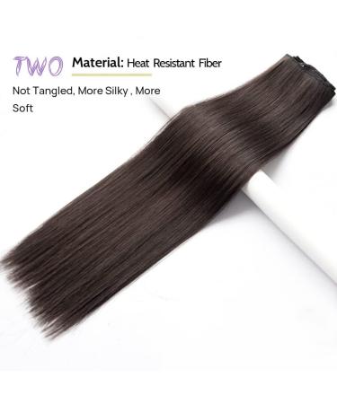 Dark Brown Clip in Hair Extensions 22 Straight Synthetic Hair Piece for Women - 5PCS Set - Buy Online on GoSupps.com