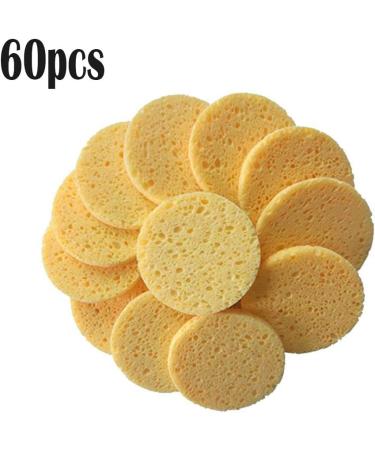 60 Pcs Facial Sponges Cleansing Compressed Facial Sponge Natural Make Reusable Professional Face Cleaning Sponge Pads for Facial Cleansing Exfoliating Mask Makeup Removal (Yellow One size) - Buy Online on GoSupps.com