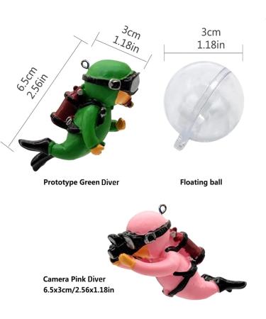 Floating Divers Aquarium Decoration - 2-Piece Resin Set for Home & Office Aquariums - Green & Pink Landscape Accessories - Buy Online on GoSupps.com