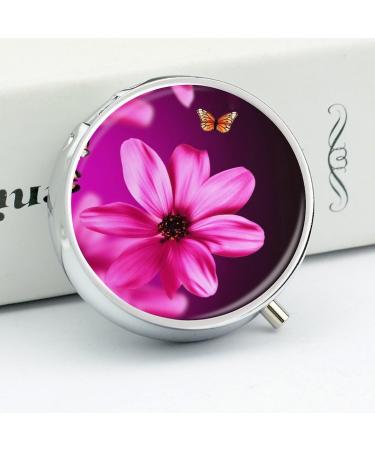Portable Flower Print Pill Box - Travel-Friendly 3 Compartment Organizer for Medicine | Small Round Case for Purse & Pocket - Buy Online on GoSupps.com