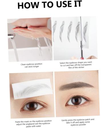 PLAFOPE 4pcs Eyebrow Stickers Semi Permanent Eyebrow Hair False Eyebrows Cosmetics Make up 6d Template - Buy Online on GoSupps.com