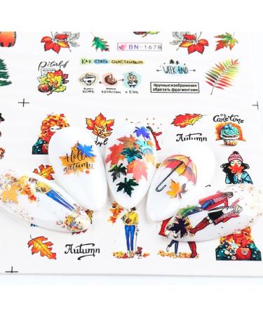 dijiusidy Nails Stickers Fashion Maple Leaf Pumpkin Decals Manicure Tools Sliders Decor Adhesive Fruit Elements Decorations 1212 A1201 A1201 1212 - Buy Online on GoSupps.com