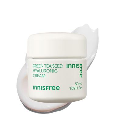 innisfree Green Tea Seed Hyaluronic Acid Cream with Skin Barrier Boosting Complex & Ceramide Hydrating Korean Face Moisturizer Available in Sets & Jumbo 1.69 oz. / 50 ml