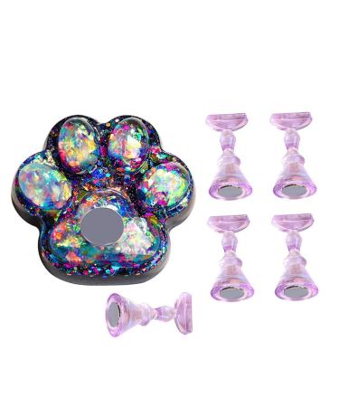 minkissy 1 Set Nail Practice Holder Acrylic Nail Holder Nail Stand Holder Nail Art Diy Tool Nail Art Mixing Magnetic Holder Nail Tools Show Rack Nail Tip Holder Manicure Crystal Glue Aurora 4.8x4.5cm fluorescent blue