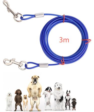 FRAMNG 2 Pack Dog Tie Out Cable Reflective Tie-Out Cable 10ft Steel Wire Rope for Dogs Up to 80 Pound Heavy-Duty Dog Runner Tie Out Cable Dog Lead Line for Yard Camping Outside (3 Meter) - Buy Online on GoSupps.com