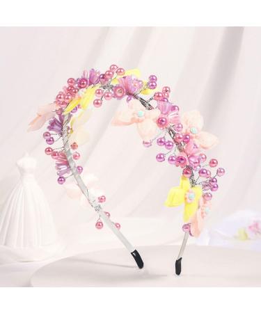 IYOU Princess Wedding Headband Purple Butterfly Hair Bands Pearl Communion Bridal Hair Accessories for Girls - Buy Online on GoSupps.com