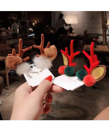 FRCOLOR 4 Pairs Chirstmas Hair Clips Antler Hairpins Deer Horn Barrettes with Ear Decoration Party Headwear for Kids Children - Buy Online on GoSupps.com