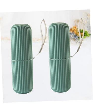 IWOWHERO Travel Toothpaste Brush Container - 2 Piece Tooth Cleaning Organizer | Green | 5.5x5.5x19cm - Perfect for International Shipping - Buy Online on GoSupps.com