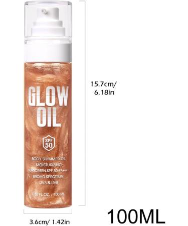 Body Glow Oil 100ml Moisturizing Body Oil SPF50 Sun Protection Skin Lightening Product for Outdoor Sports Camping Picnic 02 Rose Gold B - Buy Online on GoSupps.com