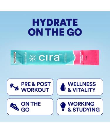 Cira Hydration Stick Packs - Electrolyte Powder & Drink Mix for On-The-Go Dehydration Relief & Recovery - Watermelon Sugar 20 Servings - Buy Online on GoSupps.com