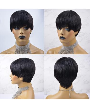 Brazilian Virgin Short Pixie Cut Wig for Black Women - 100% Human Hair - 1B Color - Buy Online on GoSupps.com