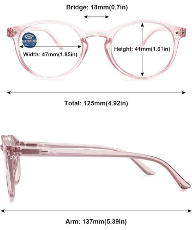 MAGIMODAC Women Computer Reading Glasses - Oval Design Light Filter Visual Aid 1.25 Diopters Transparent Pink - Ideal for Reading & Screen Use - Buy Online on GoSupps.com