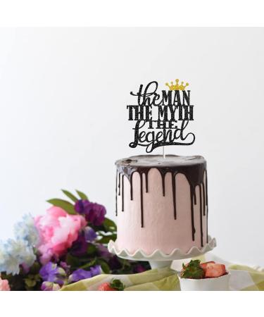 Tenhaisi Black Glitter The Man The Myth The Legend Cake Topper Dad Birthday Theme Happy Father's Day Party Decor Retirement Party Decoration Supplies - Buy Online on GoSupps.com