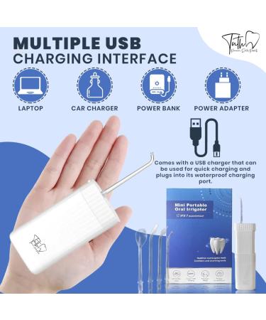 Shop Tuth Premium Dental Water Flosser - Portable Oral Irrigator with 4 Tips 3 Jet Settings IPX7 Waterproof - Ideal for Travel - Buy Online on GoSupps.com