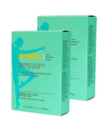 X-EPIL Hair Bleaching Extra Sensitive 2x40ml | Gentle & Fast Bleaching Cream for Face & Body | Ideal for Sensitive Skin | Savings Set & Giveaway - Buy Online on GoSupps.com