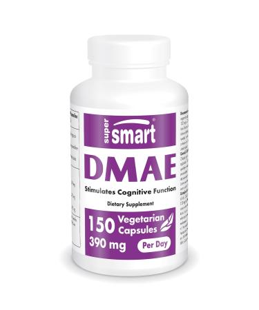 Supersmart - DMAE Supplement 390mg per Day (Dimethylaminoethanol) - from DMAE Bitartrate - Choline Production | Non-GMO & Gluten Free - 150 Vegetarian Capsules