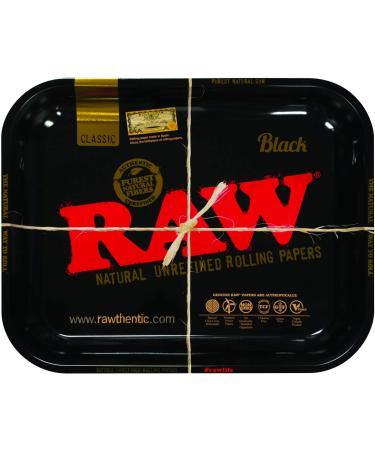 RAW Black Metal Rolling Tray - Large - 14'' x 11 '' x 1'' | Modern Stylish Design