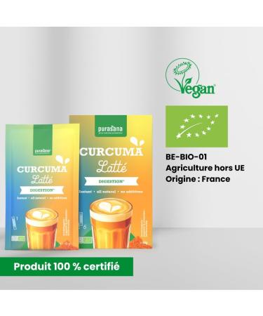 Purasana Instant Curcuma Latte 6 sticks Lait dor bio au curcuma poudre gingembre & cannelle sans gluten - Buy Online on GoSupps.com