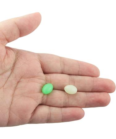 100PCS 8x12mm Oval Glow in Dark Luminous Fishing Beads - Green and White - Fishing Gear Accessories - Buy Online on GoSupps.com