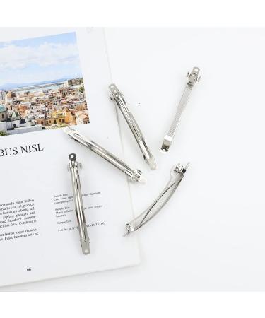 Cinaci 20 Pack 4 Inch Blank Silver Metal French Barrettes Snap Hair Clips Pins for Women Girls - DIY Craft Hair Accessories - Buy Online on GoSupps.com