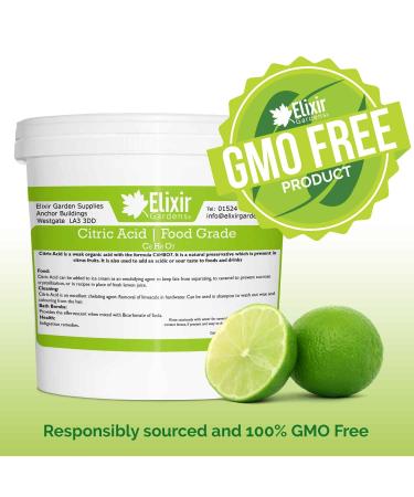 Elixir Gardens Citric Acid Fine Grade | 100% Anhydrous GMO Free | 250g - 25kg | Supplied in a Bag or Tub | 1kg Bag - Buy Online on GoSupps.com