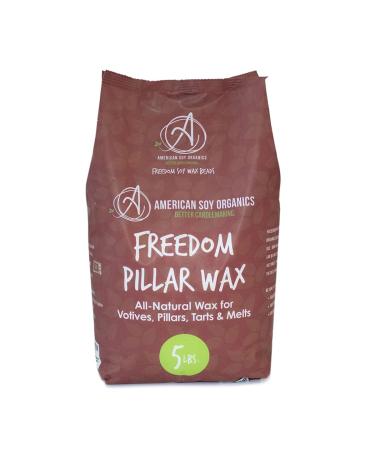 American Soy Organics- Freedom Soy Wax Beads for Pillar Candle Making  Microwavable Soy Wax Beads  Premium Soy Candle Making Supplies (5-Pound Bag)