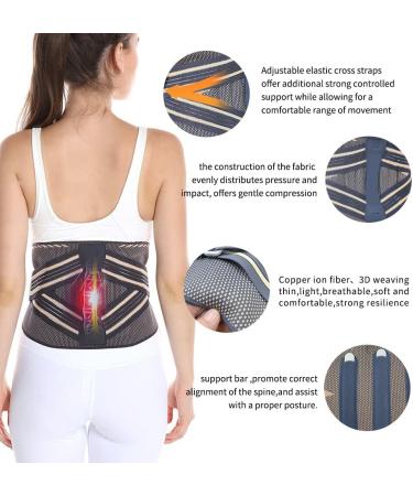 Breathable Lumbar Support Belt for Back Pain Relief | Men & Women Decompression Belt for Sciatica & Scoliosis - Gray - Buy Online on GoSupps.com