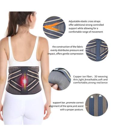 Breathable Ergonomic Lower Back Brace - Lumbar Support for Men & Women | Pain Relief for Herniated Disc Sciatica & Scoliosis | Small Gray Waist Trainer - Buy Online on GoSupps.com
