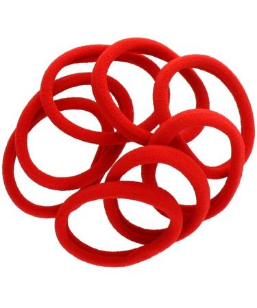 My Lello Large Thick Premium Elastic Ponytail Holder Seamless Hair Bands Red 20pcs 20pcs Red