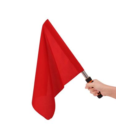 Sports Referee Flags with Metal Pole Foam Red Stainless Steel Hand Signal Flag Track and Field Sports Training Flag Athletic Competition Flag for Soccer Volleyball Football Linesman Command Flags