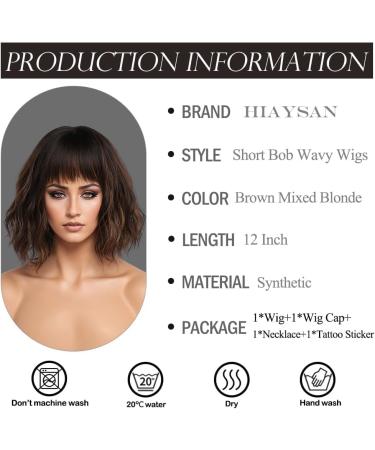 Short Brown Blonde Ombre Bob Wig for Women - 10-Inch Synthetic Hair with Dark Roots for Everyday Party & Cosplay - Buy Online on GoSupps.com