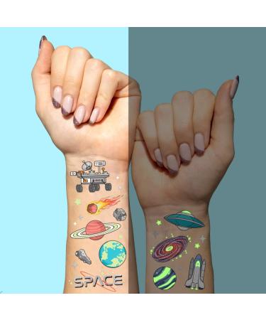 XO Fetti Glow in the Dark Space Temporary Tattoos - 50 pcs | Alien Birthday Party Supplies for Kids - Buy Online on GoSupps.com