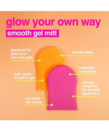 b.tan Gel Body Self Tanning Mitt | Glow Your Own Way Smooth Gel Mitt - Self Tan Gel Applicator Glove Streak-Free Even Application Double Sided Reusable - Buy Online on GoSupps.com