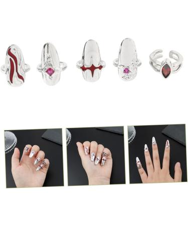 Beaupretty 1 Set Nail Ring Nail Tip Ring Finger Jewelry Ring Jewelry Ring for Finger Tip Ring Women Finger Decor Nail Decor Red Jewelry Girl Jewelry Rings Women Ring Zinc Alloy White - Buy Online on GoSupps.com