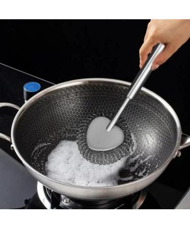 Stainless Steel Scrubber with Handle Steel Wool Scrubber for Cleaning Dishes Metal Sponges for Pots Sink Pans Grills - Buy Online on GoSupps.com