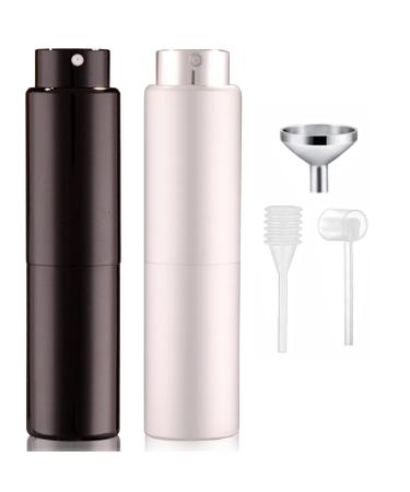 MEITREND 20ML Refillable Portable Mini Perfume Atomiser for Travel Luxury Empty Leakproof Pump Perfume Spray bottle Atomiser for Man and Woman (Black&Silver)