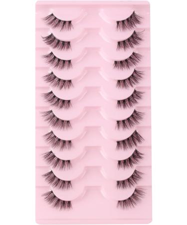 Glowingwin Half Lashes: Cat Eye False Eyelashes, Natural Look, 10 Pairs Corner Lashes, Handmade Reusable Mink Fluffy Lashes - Clear Band Half Lashes-09 - Buy Online on GoSupps.com