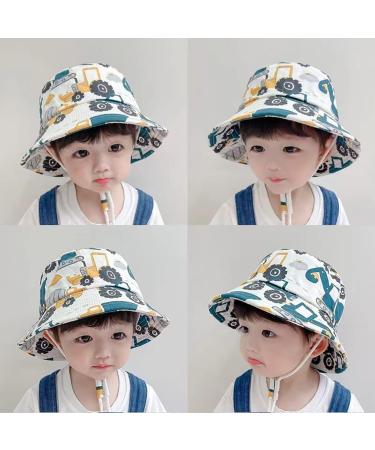 XYIYI Kids Bucket Hat - Adjustable Sun Hat for Boys Girls 2-4 Years | Yellow Excavator Design - Buy Online on GoSupps.com