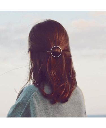 Yheakne Circle Hair Clip Barrette Hollow Round Silver Hair Clamp Hairpin Minimalist Bobby Pin Geometry Metal Hair Accessories for Women and Gilrs (Silver Circle) - Buy Online on GoSupps.com