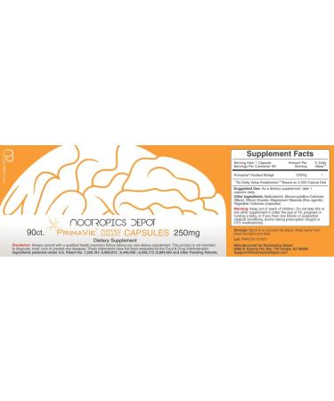 Nootropics Depot PrimaVie Shilajit Capsules 250mg | Purified Extract | Ayurvedic Herb | Supports Mitochondrial Function | Boosts Endurance - 90 Count - Buy Online on GoSupps.com