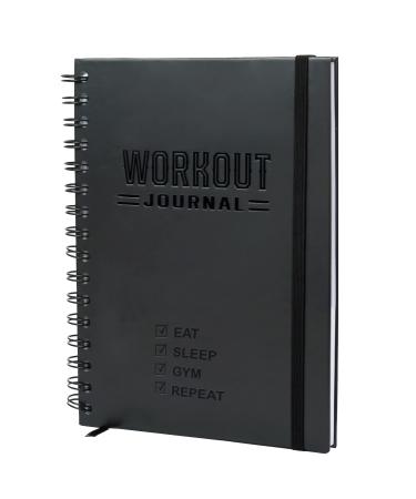Hardcover Fitness Journal Workout Planner for Men & Women - A5 Sturdy Workout Log Book to Track Gym & Home Workouts Pack of 1 Black