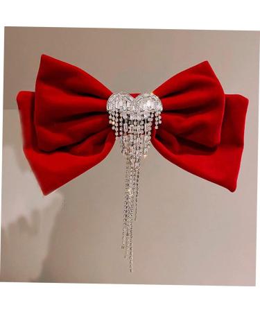 DOITOOL Tassel Hair Clip Red Hair Clips Hair Accessories for Girls Barrettes for Girls Rhinestone Barrettes for Women Womens Barrettes for Hair Girls Tiara Miss Spring Clip Velvet Bow Tie - Buy Online on GoSupps.com