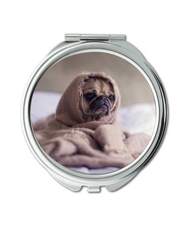 Mirror Compact Mirror Pug Dog Blanket Bed Face Animal Pet Funny pocket mirror portable mirror
