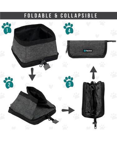 PetAmi Collapsible Dog Bowls 2 Pack - Portable Water & Food Bowl for Pets - Travel, Hiking, Camping - Outdoor Gear Accessories | Gray - Buy Online on GoSupps.com